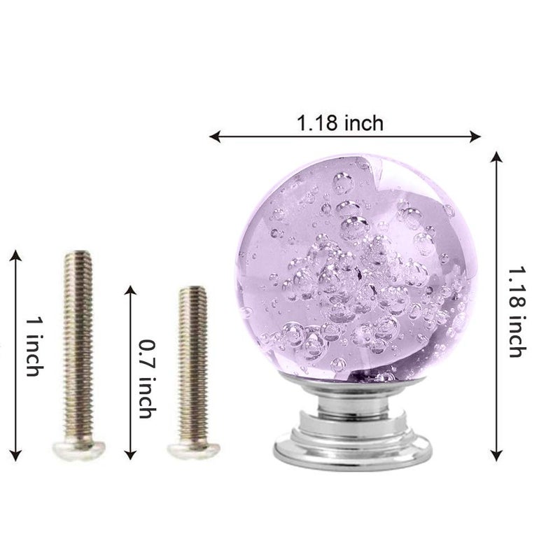 ANJUU 12 Pcs 30mm Round Shape Bubble Crystal Glass Cabinet Knobs with Screws Drawer Knob Pull Handle Used for Kitchen, Dresser, Door, Cupboard (Lavender) - Image 2